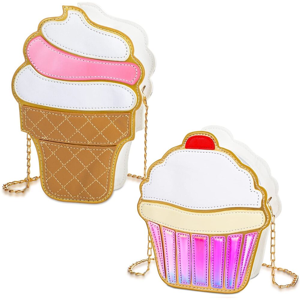 5880 2 Pieces Cake and Ice Cream Crossbody Handbag - PU Shoulder Bag, Small